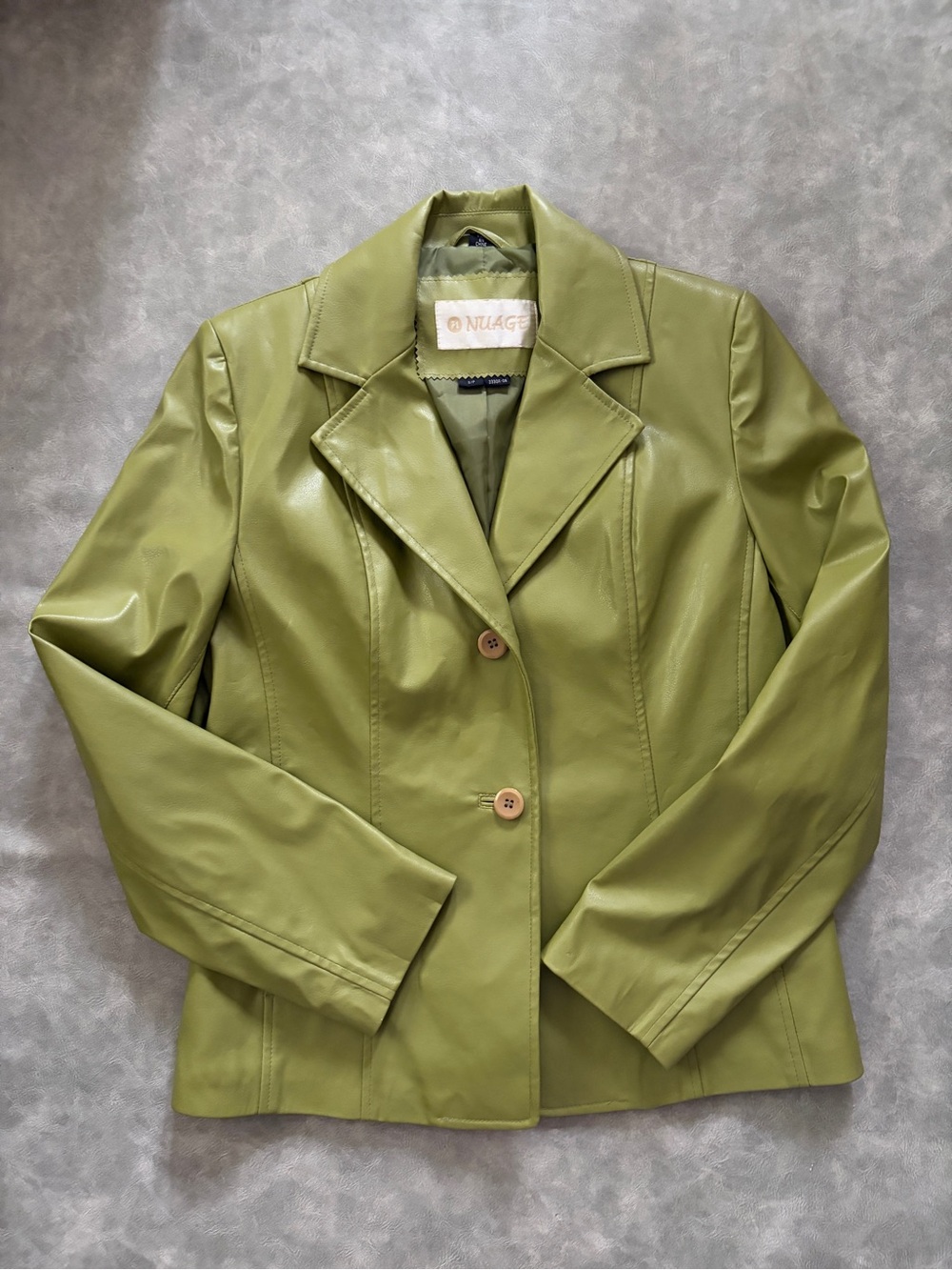 Vintage 90โs Y2K Green Faux Leather Blazer Jacket - Picture 4 of 11